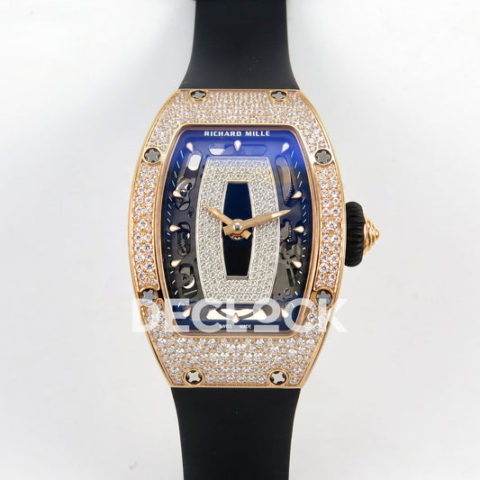 Richard Mille RM07-01 Snow Set Rose Gold Tone Black Dial Black Rubber ZF CRMA2 replica - front