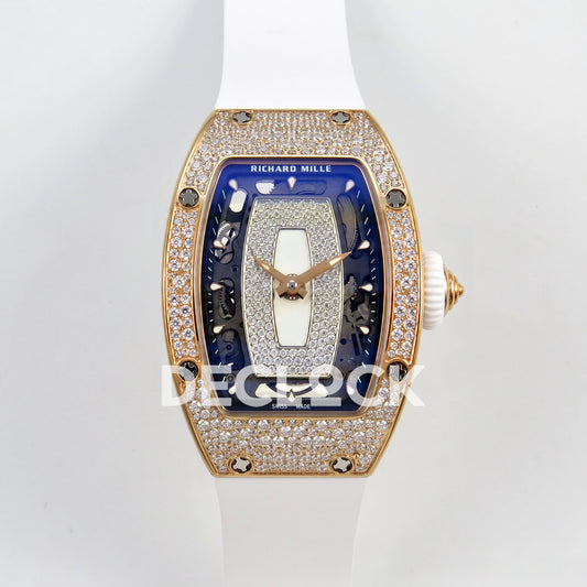 Richard Mille RM07-01 Snow Set Rose Gold Tone White Dial White Rubber ZF CRMA2 replica - front