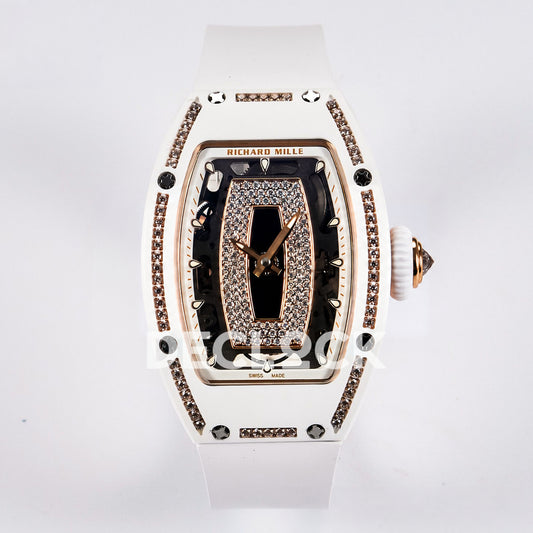 Richard Mille RM07-01 White Ceramic Gem-Set Black Dial EF CRMA2 replica - front