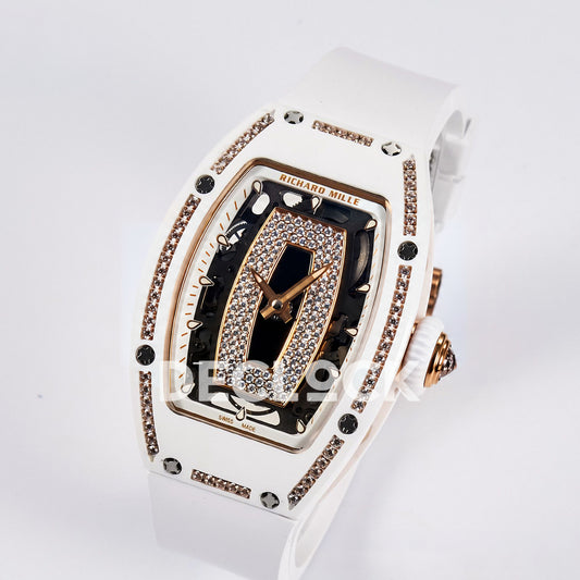 Richard Mille RM07-01 White Ceramic Gem-Set Black Dial EF CRMA2 replica - three quarter