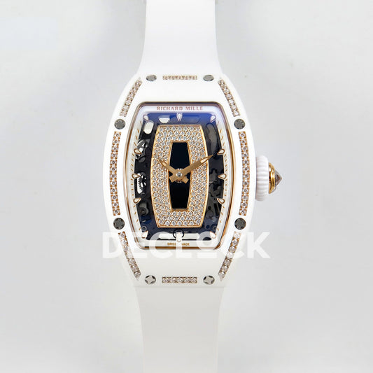 Richard Mille RM07-01 White Ceramic Gem-Set Black Dial ZF CRMA2 replica - front