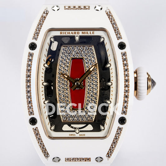 Richard Mille RM07-01 White Ceramic Gem-Set Red Dial EF CRMA2 replica - dial front