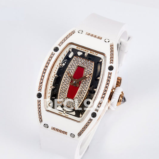 Richard Mille RM07-01 White Ceramic Gem-Set Red Dial EF CRMA2 replica - three quarter