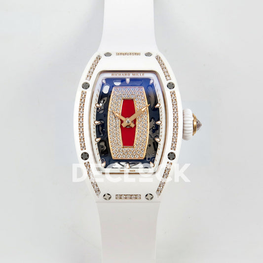Richard Mille RM07-01 White Ceramic Gem-Set Red Dial ZF CRMA2 replica - front
