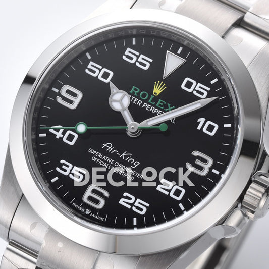 Rolex Air-King 126900 Clean black dial 40mm VR3230 replica - dial close up view