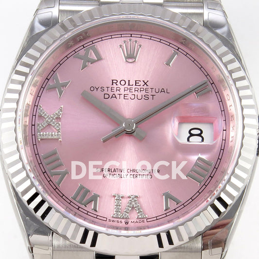 Rolex Datejust 126234 VSF Pink Diamonds Roman Jubilee VS3235 V2 replica - dial closeup