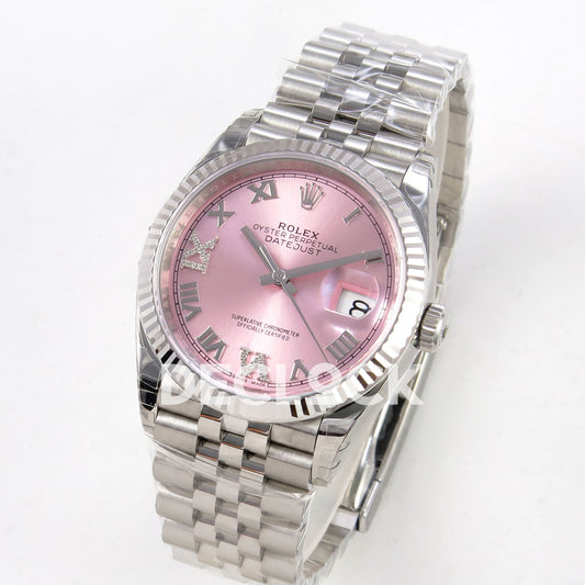 Rolex Datejust 126234 VSF Pink Diamonds Roman Jubilee VS3235 V2 replica - three quarter front