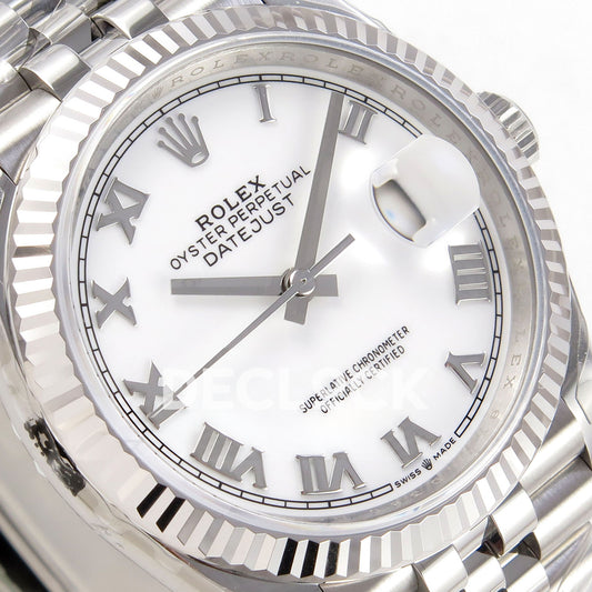 Rolex Datejust 126234 VSF White Roman Jubilee VS3235 V2 replica - dial left angle
