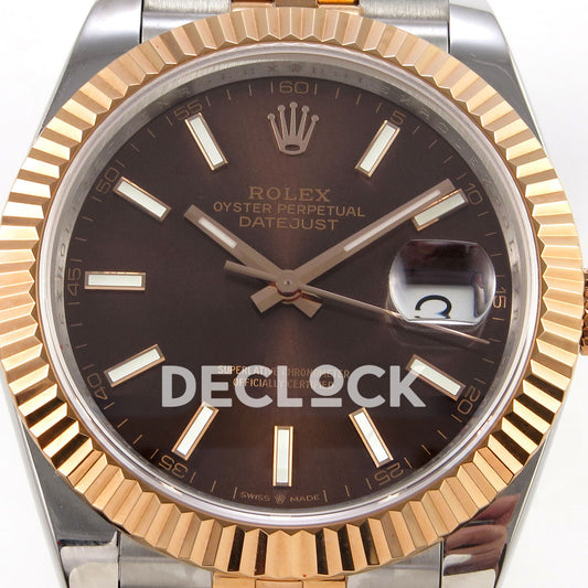 Rolex Datejust 41 126331-0002 Chocolate Stick Jubilee QF JH3235 Free Sprung replica - dial closeup
