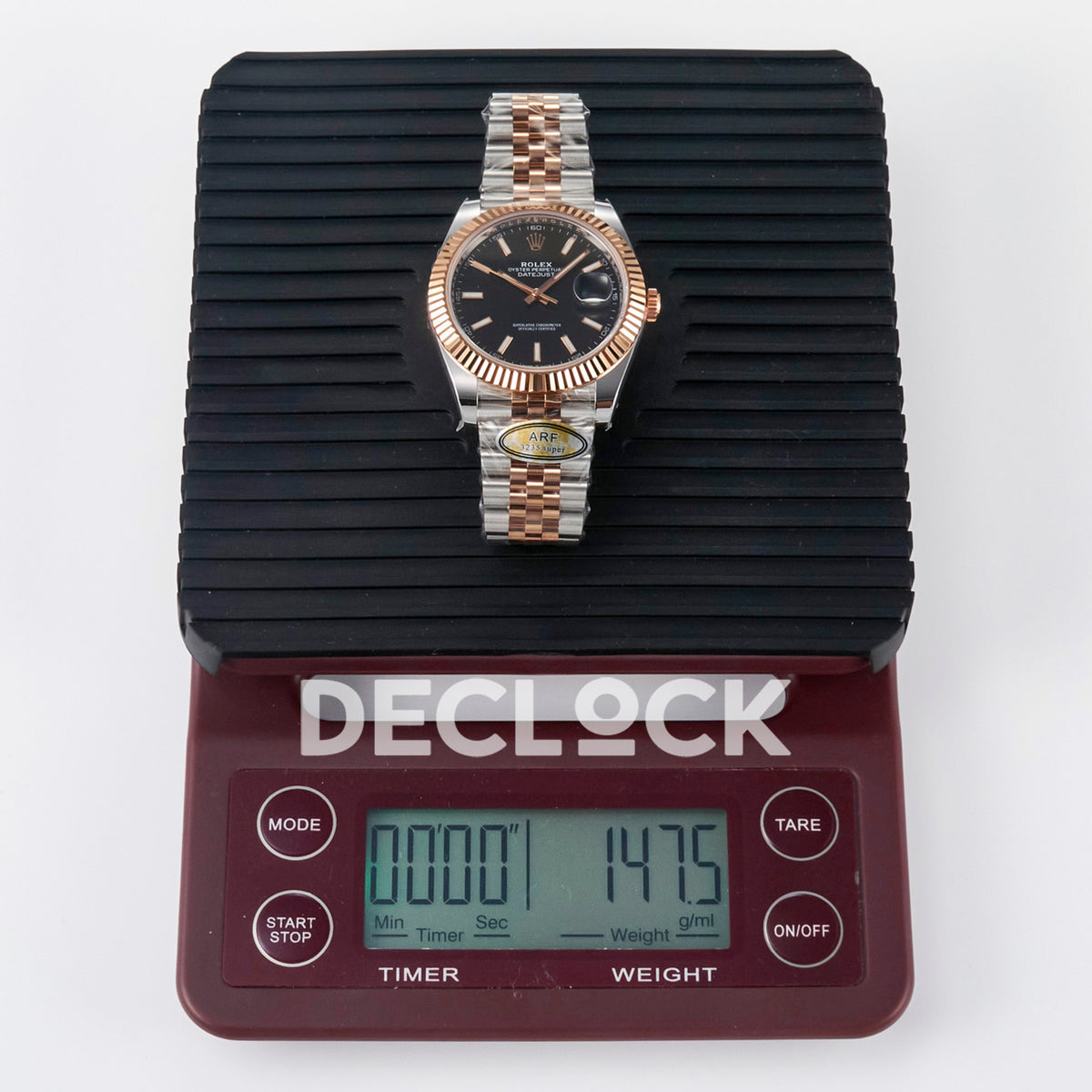 Rolex Datejust 41 126331 Black Rose Gold ARF Jubilee Gain Weight — Ένδειξη βάρους στη ζυγαριά