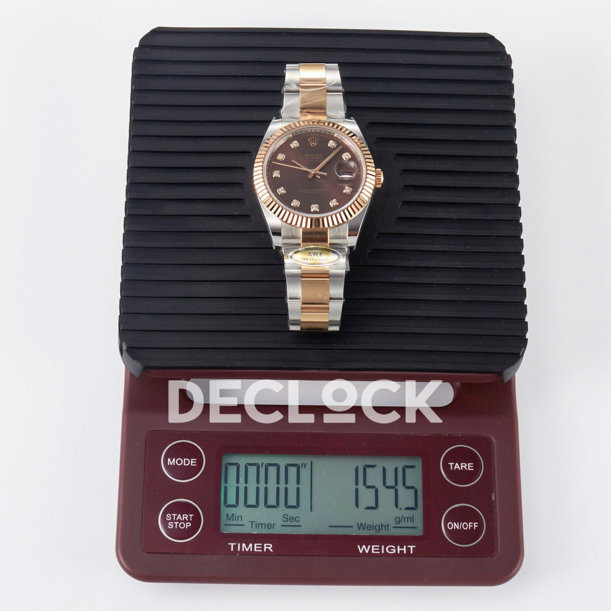 Rolex Datejust 41 126331 Brown Diamond Rose Gold ARF Oyster Gain Weight — Ένδειξη βάρους στη ζυγαριά