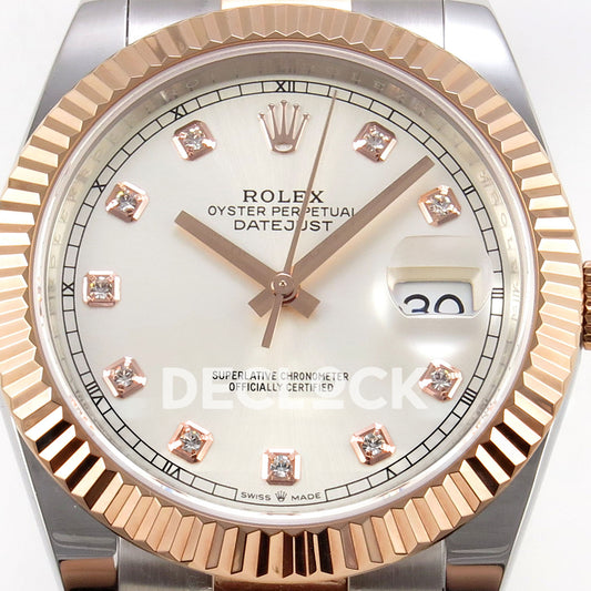 Rolex Datejust 41 126331 Silver Diamond Oyster QF JH3235 Free Sprung replica - dial closeup