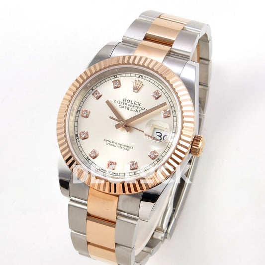 Rolex Datejust 41 126331 Silver Diamond Oyster QF JH3235 Free Sprung replica - three quarter