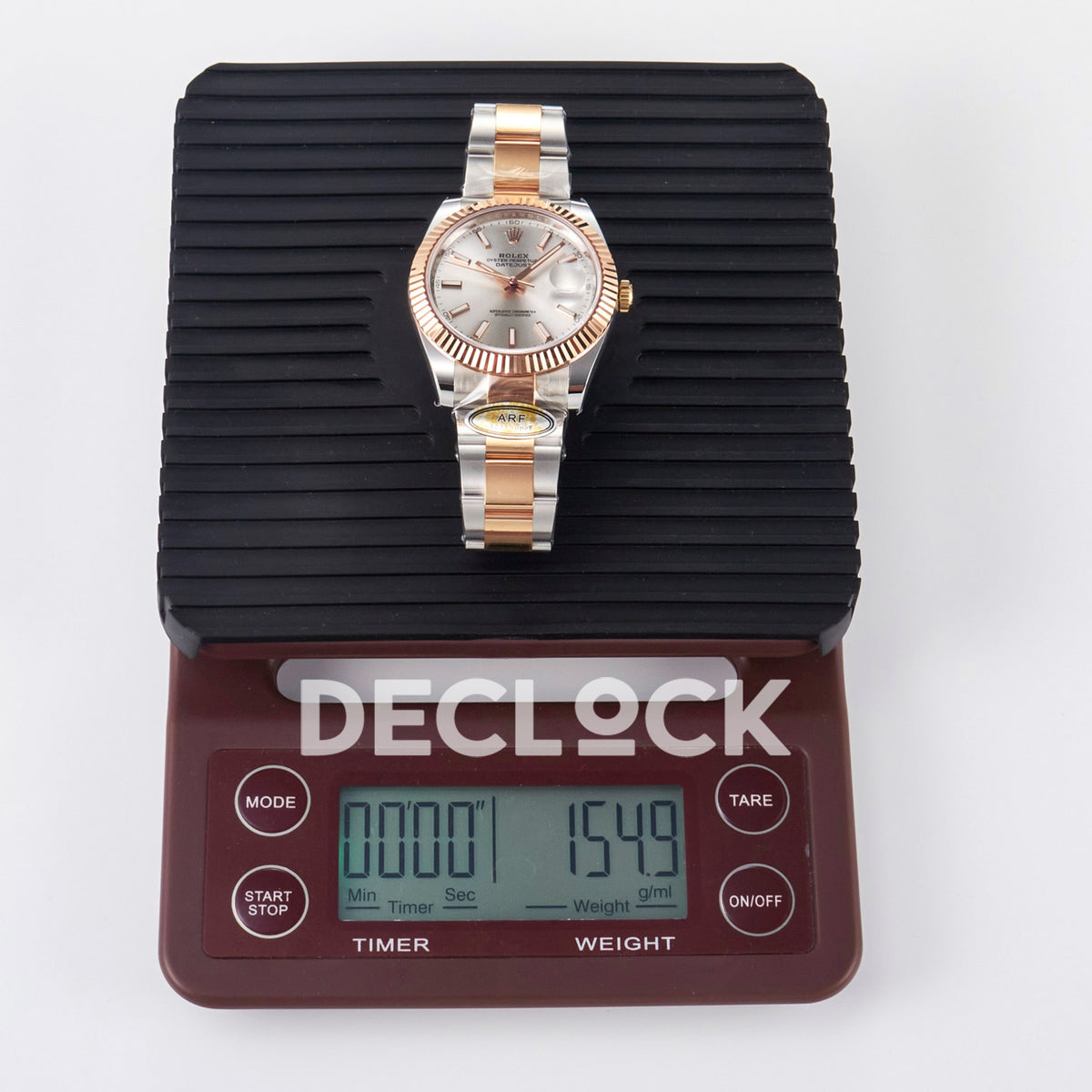 Rolex Datejust 41 126331 Silver Rose Gold ARF Oyster Gain Weight — Ένδειξη βάρους στη ζυγαριά