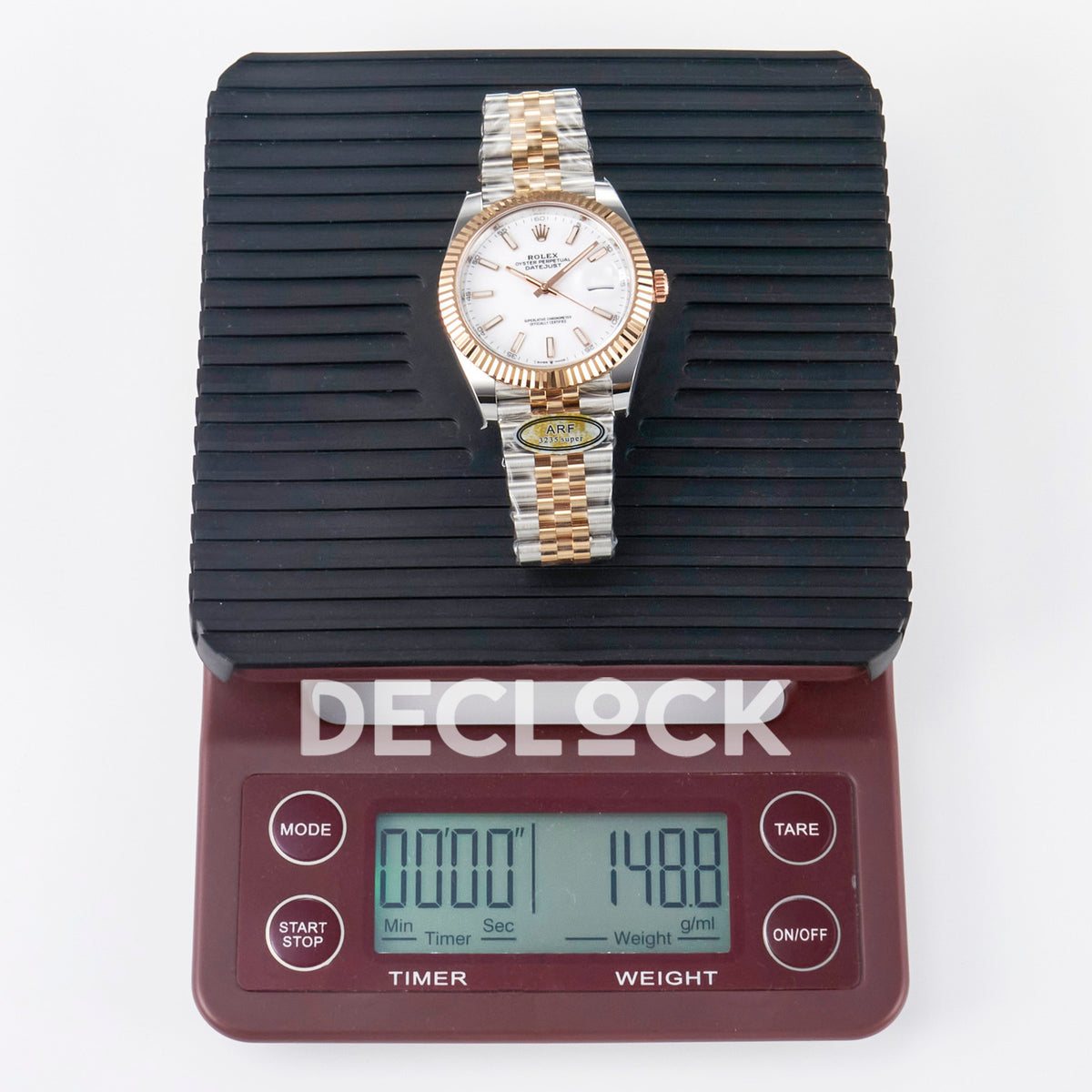 Rolex Datejust 41 126331 White Rose Gold ARF Jubilee Gain Weight — Ένδειξη βάρους στη ζυγαριά