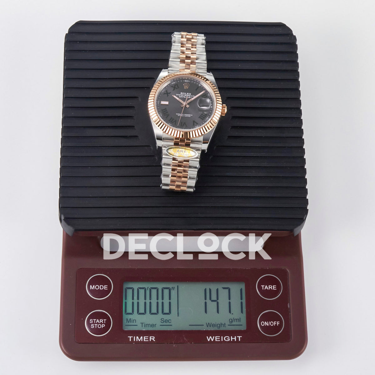 Rolex Datejust 41 126331 Wimbledon Rose Gold ARF Jubilee Gain Weight — Ένδειξη βάρους στη ζυγαριά