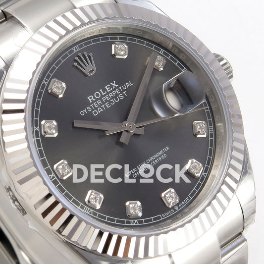 Rolex Datejust 41 126334 VSF Grey Diamond Dial Oyster VS3235 V2s replica - dial angle left
