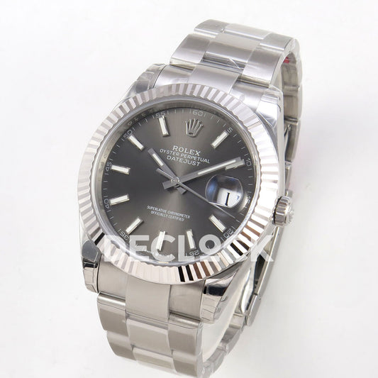 Rolex Datejust 41 126334 VSF Grey Stick Dial Oyster VS3235 V2s replica - three quarter
