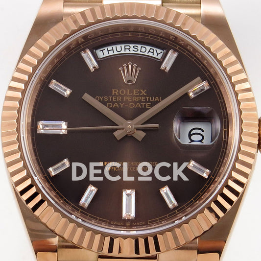 Rolex Day-Date 40 228235 QF Chocolate Gem Dial President JH3255 V9 replica - dial closeup