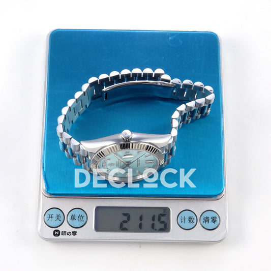 Rolex Day-Date 40 228236 QF Ice Blue Gem Dial Steel President JH3255 V9 replica - weight verification