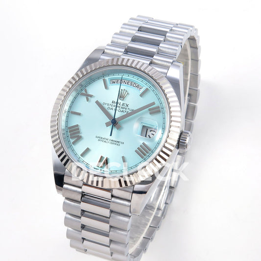 Rolex Day-Date 40 228236 QF Ice Blue Roman Steel President JH3255 V9 replica - three quarter