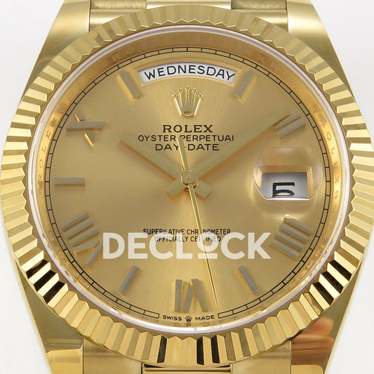 Rolex Day-Date 40 228238 QF Champagne Roman Dial President JH3255 V9 replica - dial closeup