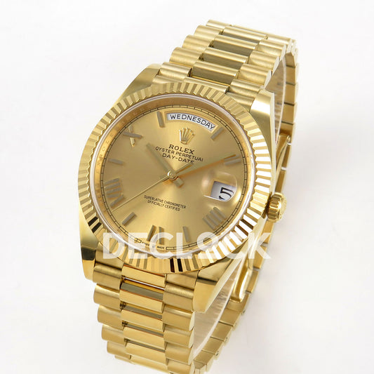 Rolex Day-Date 40 228238 QF Champagne Roman Dial President JH3255 V9 replica - three quarter