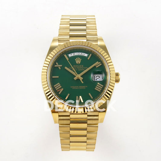 Rolex Day-Date 40 228238 QF Green Roman Dial President JH3255 V9 replica - front