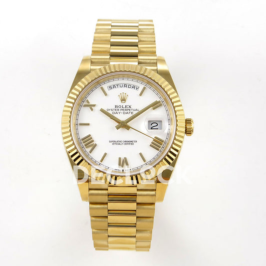 Rolex Day-Date 40 228238 QF White Roman Dial President JH3255 V9 replica - front