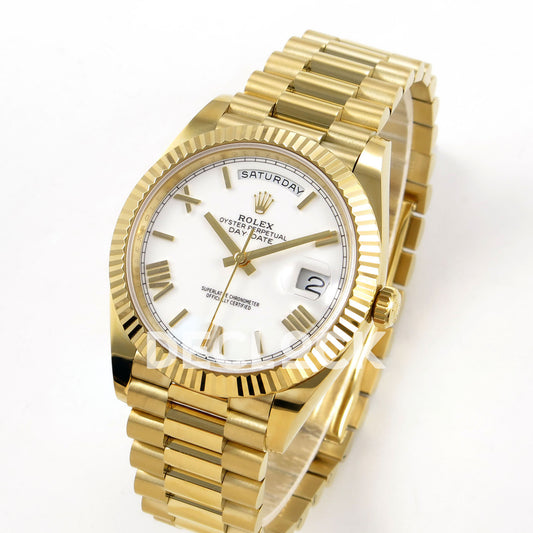 Rolex Day-Date 40 228238 QF White Roman Dial President JH3255 V9 replica - three quarter