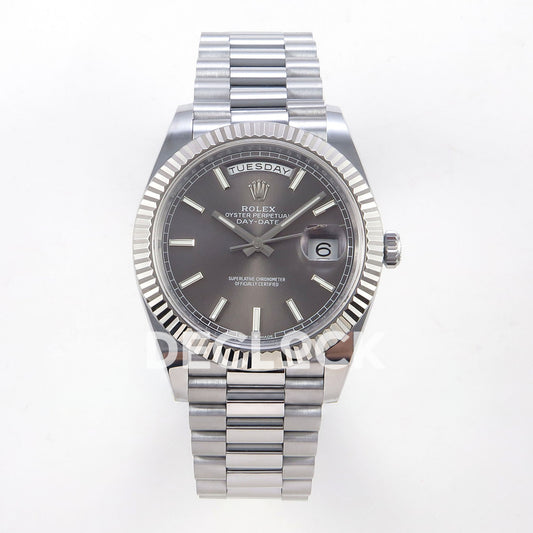 Rolex Day-Date 40 228239 QF Grey Stick Dial Steel President JH3255 V9 replica - front