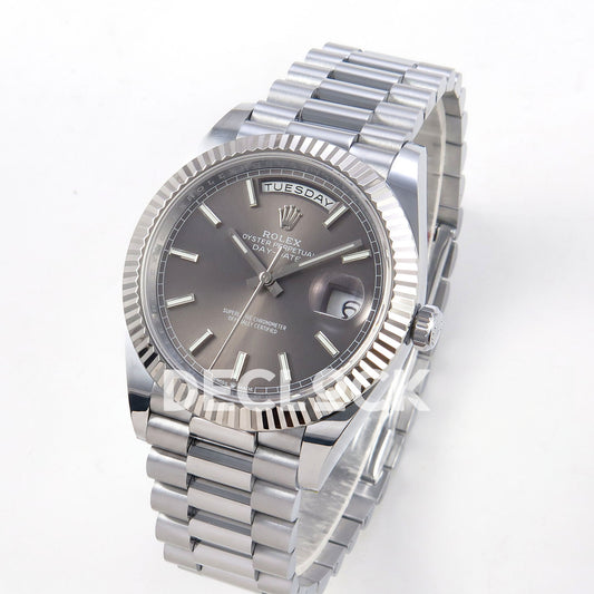 Rolex Day-Date 40 228239 QF Grey Stick Dial Steel President JH3255 V9 replica - three quarter