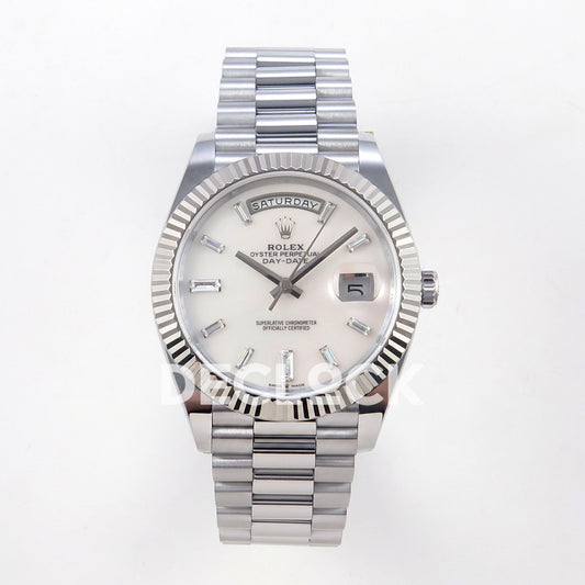 Rolex Day-Date 40 228239 QF White MOP Gem Dial Steel President JH3255 V9 replica - front