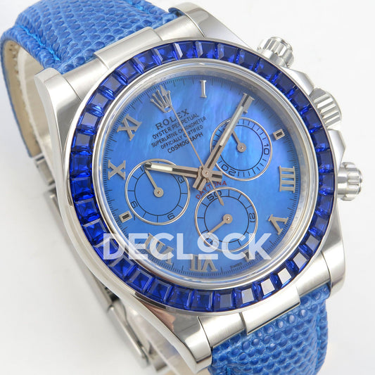 Rolex Daytona Custom 116519 Beach MPF Blue Dial Blue Leather SA4801 replica - three quarter left