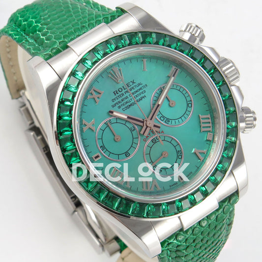 Rolex Daytona Custom 116519 Beach MPF Green Dial Green Leather SA4801 replica - three quarter left