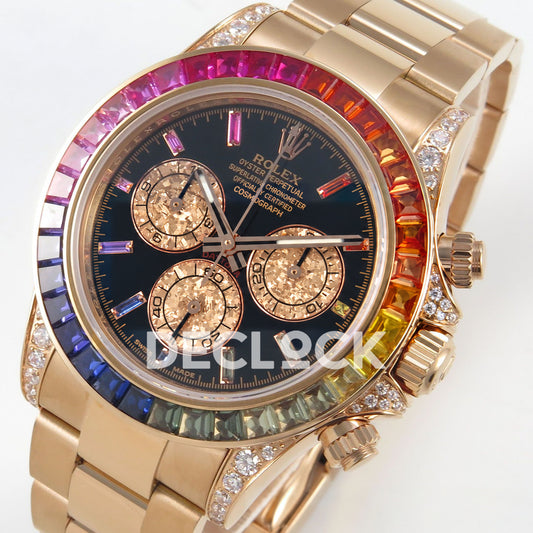 Rolex Daytona Custom 116595RBOW IPKF Rainbow Black Rose Gold DD4130 replica - front three quarter