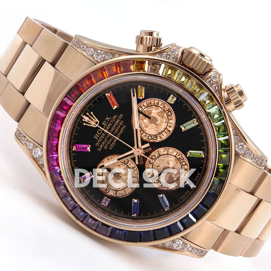 Rolex Daytona Custom 116595RBOW ZF Rainbow Black Rose Gold SH4130 replica - front angle right