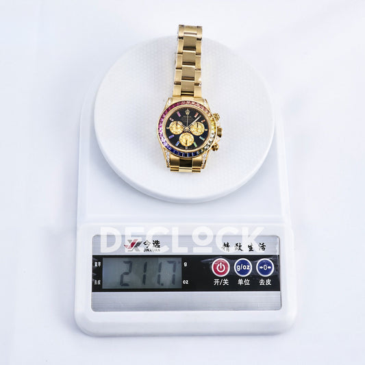 Rolex Daytona Custom 116598RBOW RXF Rainbow Black Gold Dial DD4130 replica - weight scale