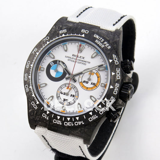 Rolex Daytona Custom DIW 'BMW' Black Carbon White Dial ANTF DD4801 replica - three quarter