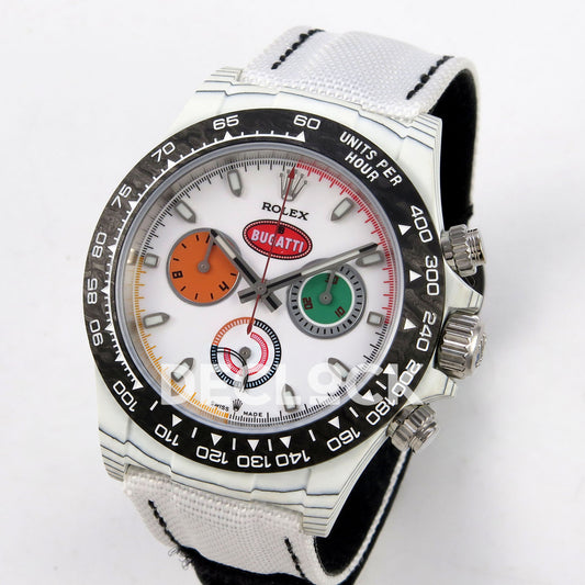 Rolex Daytona Custom DIW 'Bugatti' White Carbon White Dial ANTF DD4801 replica - three quarter