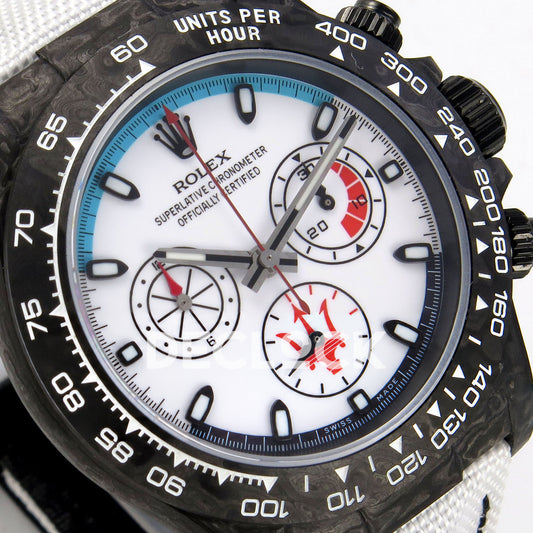 Rolex Daytona Custom DIW 'Maserati' Black Carbon White Dial ANTF DD4801 replica - dial angle left