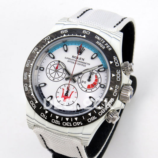 Rolex Daytona Custom DIW 'Maserati' White Carbon White Dial ANTF DD4801 replica - three quarter