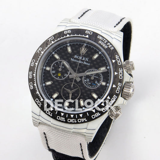 Rolex Daytona Custom DIW 'Mercedes' White Carbon Black Carbon Fibre Dial ANTF DD4801 replica - three quarter
