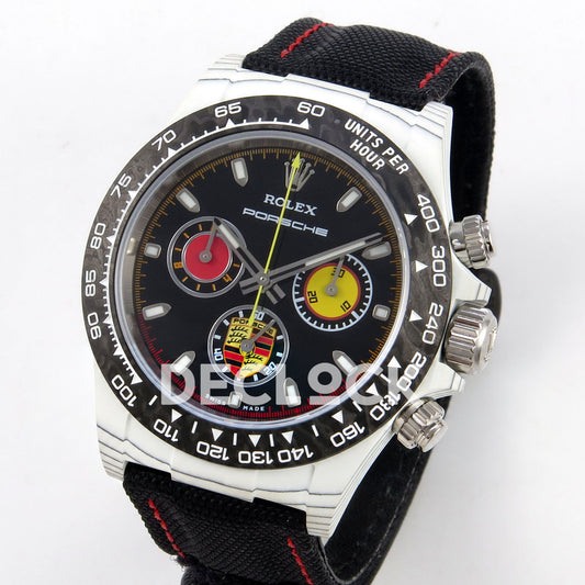 Rolex Daytona Custom DIW 'Porsche' White Carbon Black Dial ANTF DD4801 replica - three quarter