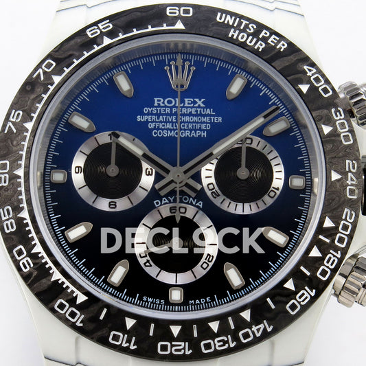 Rolex Daytona Custom DIW White Carbon Blue Black Gradient Dial Blue Nylon ANTF DD4801 replica - dial closeup