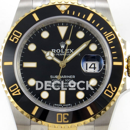 Rolex Submariner 116613LN 40mm RCF Two-Tone Black Dial A3135 replica - dial closeup