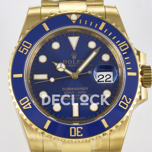 Rolex Submariner 116618LB 40.5mm VSF Yellow Gold Blue Dial VS3135 replica - dial closeup