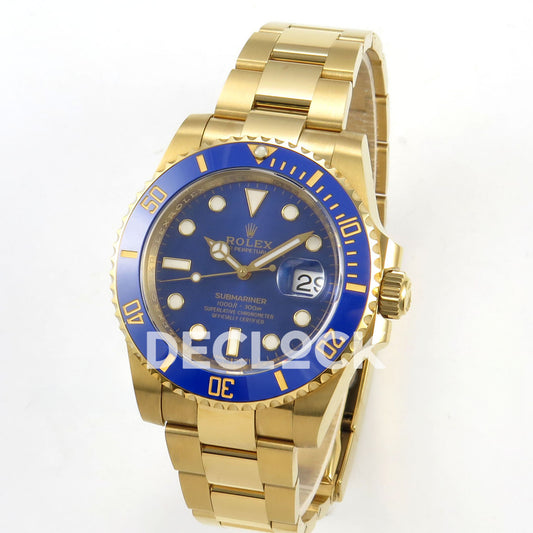Rolex Submariner 40mm 116618LB VF Yellow Gold Blue Dial DD3135 replica - three quarter