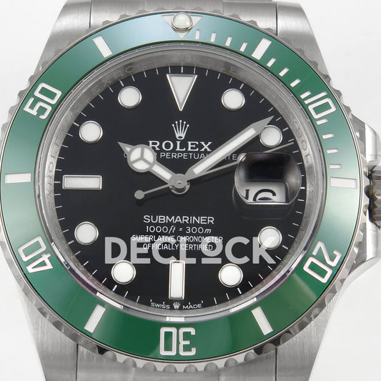 Rolex Submariner 126610LV 41mm QF Black Dial Green Bezel QF3235 replica - dial closeup
