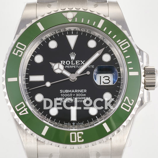 Rolex Submariner 41mm 126610LV RWF MK2 Kermit Black Dial JH3235 Free Sprung replica - dial closeup